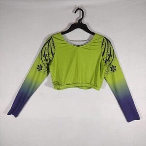 Girls Green Long Sleeve Shirt Small Size 5/6, Gently Used Dance Shirt